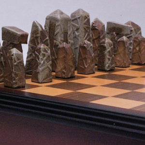 Soda Fired Chess Set with 'Pick-up Stick' Relief Design