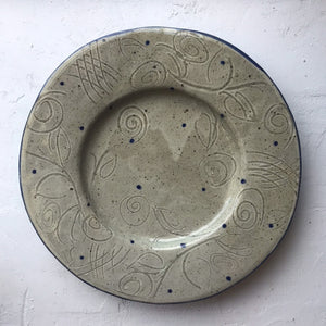 Sgraffito Platter - White and Blue