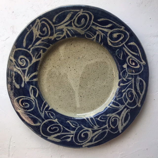 Triangular dish - blue glaze orders - resist pattern